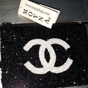 Beaded coin purse made with Chanel logo